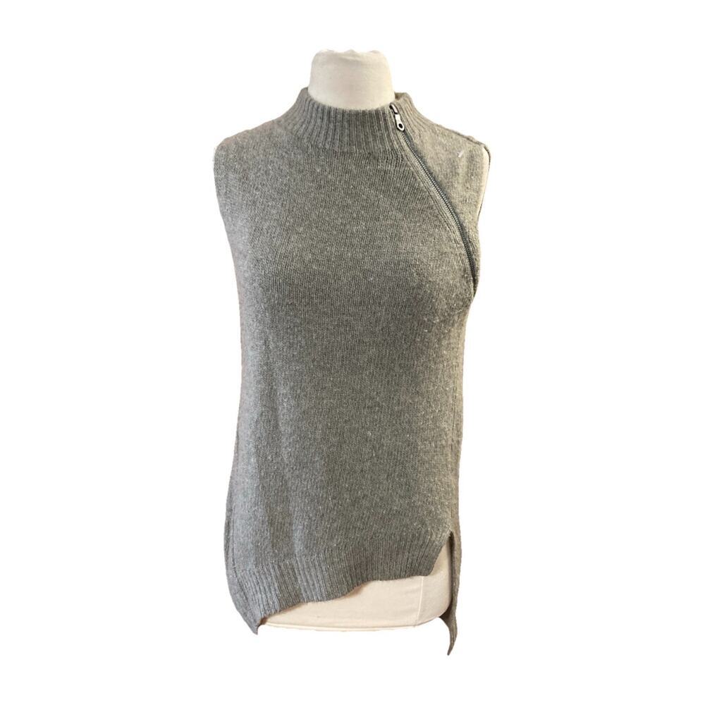 Brochu‎ Walker 100% Cashmere Sleeveless Sweater Vest Sz S mock Neck Asymmetrical